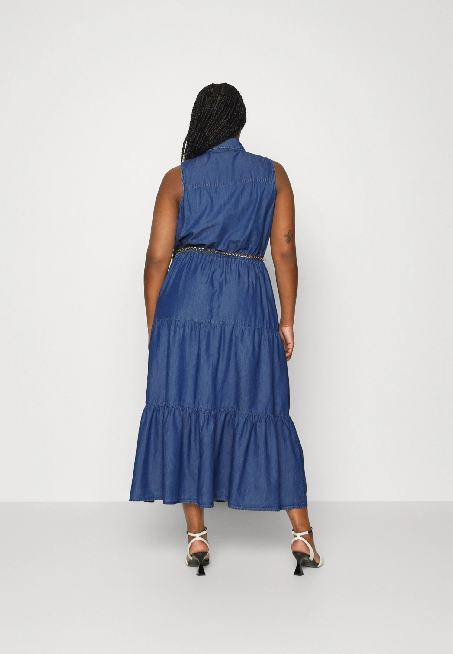 MICHAEL Michael Kors Chambray Tiered Ankle - Blousejurk - Blue 5 MICHAEL Michael Kors Chambray Tiered Ankle - Blousejurk - Blue - Afbeelding 3