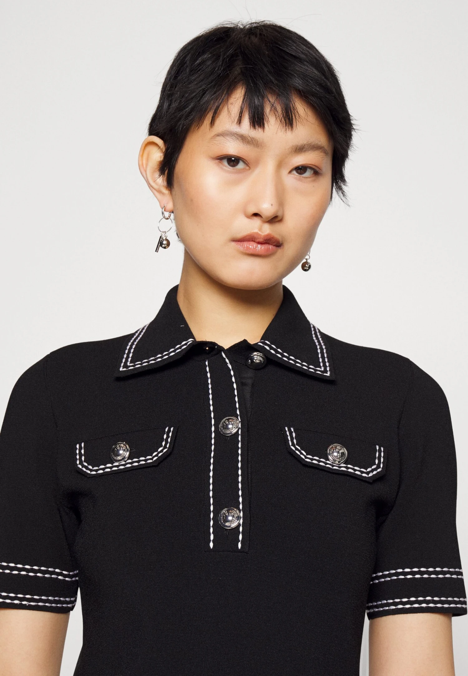 MICHAEL Michael Kors Eco Pop Button - Gebreide Jurk - Black 6 MICHAEL Michael Kors Eco Pop Button - Gebreide Jurk - Black - Afbeelding 4