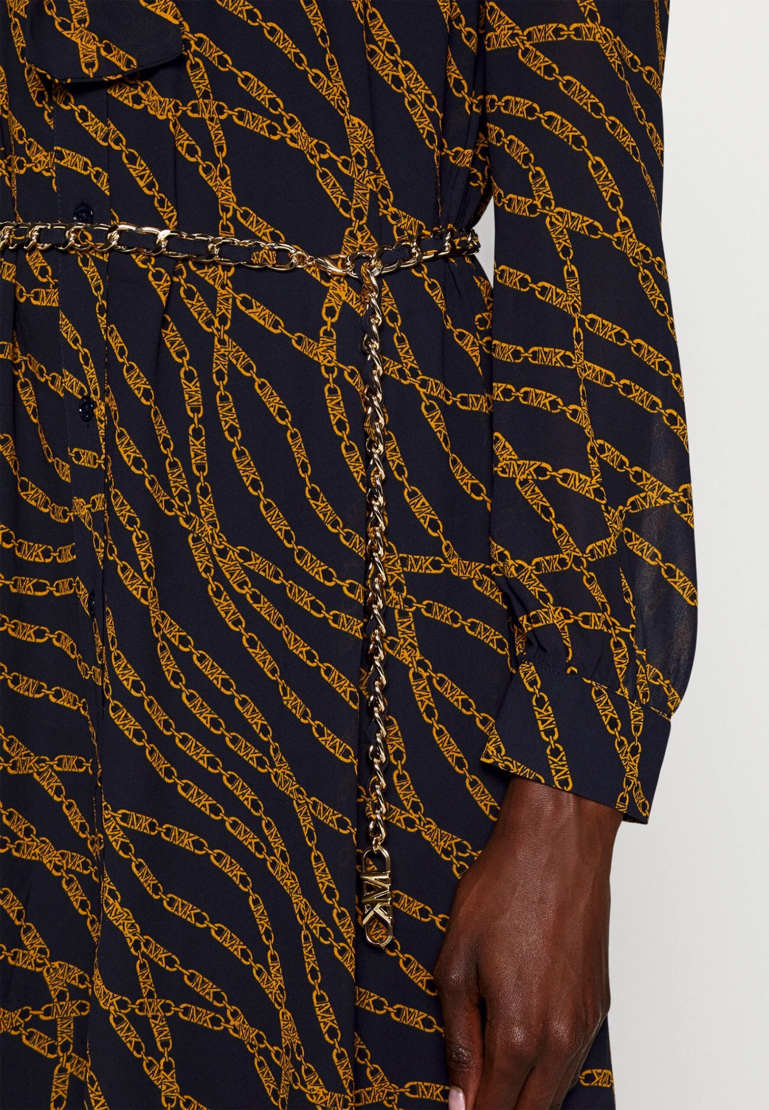 MICHAEL Michael Kors Bias Empire Midi Tie - Jurk - Marigold 8 MICHAEL Michael Kors Bias Empire Midi Tie - Jurk - Marigold - Afbeelding 6