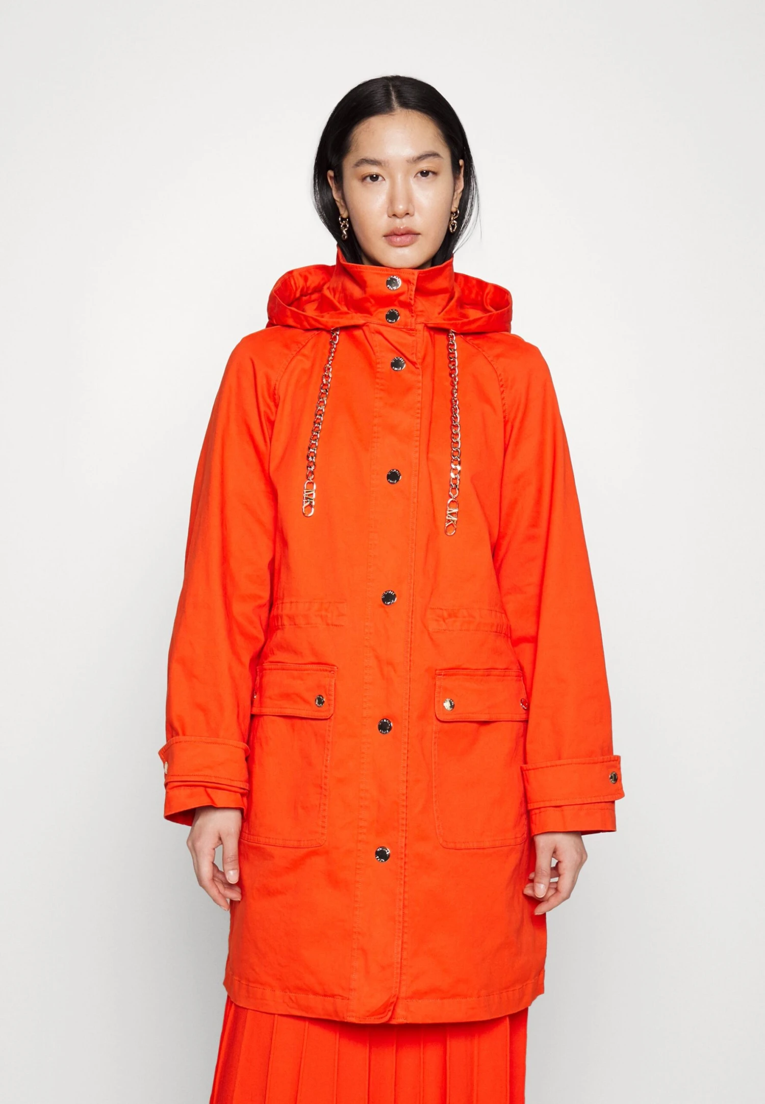 MICHAEL Michael Kors Chain Drawstring Anorak - Parka - Optic Orange 3 MICHAEL Michael Kors Chain Drawstring Anorak - Parka - Optic Orange