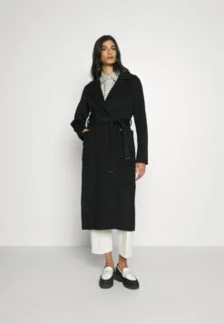 MICHAEL Michael Kors Belted Wrap Style Face Coat - Mantel - Black