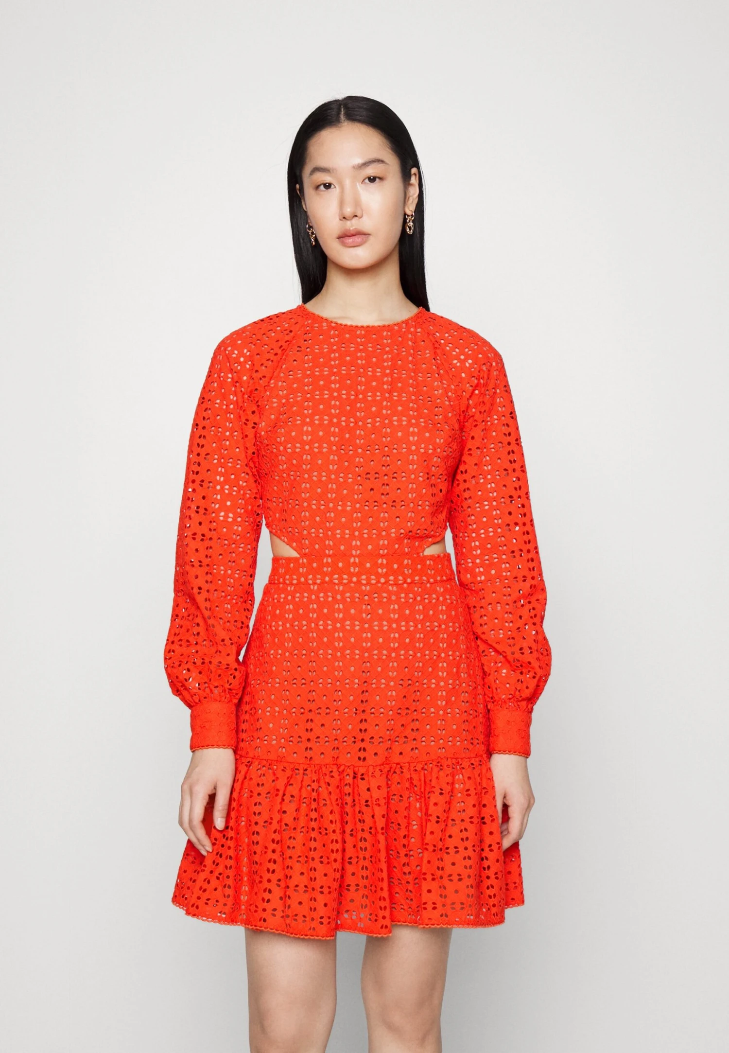 MICHAEL Michael Kors Eyelet Cut Out Mini- Cocktailjurk - Optic Orange 3 MICHAEL Michael Kors Eyelet Cut Out Mini- Cocktailjurk - Optic Orange