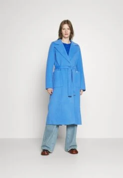 MICHAEL Michael Kors Belted Wrap Style Face Coat - Mantel - Blue