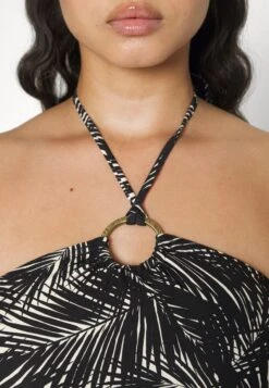 MICHAEL Michael Kors Sonoran Palm Logo Ring Halter One Piece - Badpak - Black -Farfetch Winkel 60097fbf83dd4c3f8415e7c30cdd8983