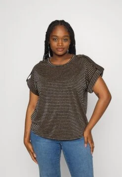 MICHAEL Michael Kors Stripe Snap Epaulette - T-Shirt Print - Gold