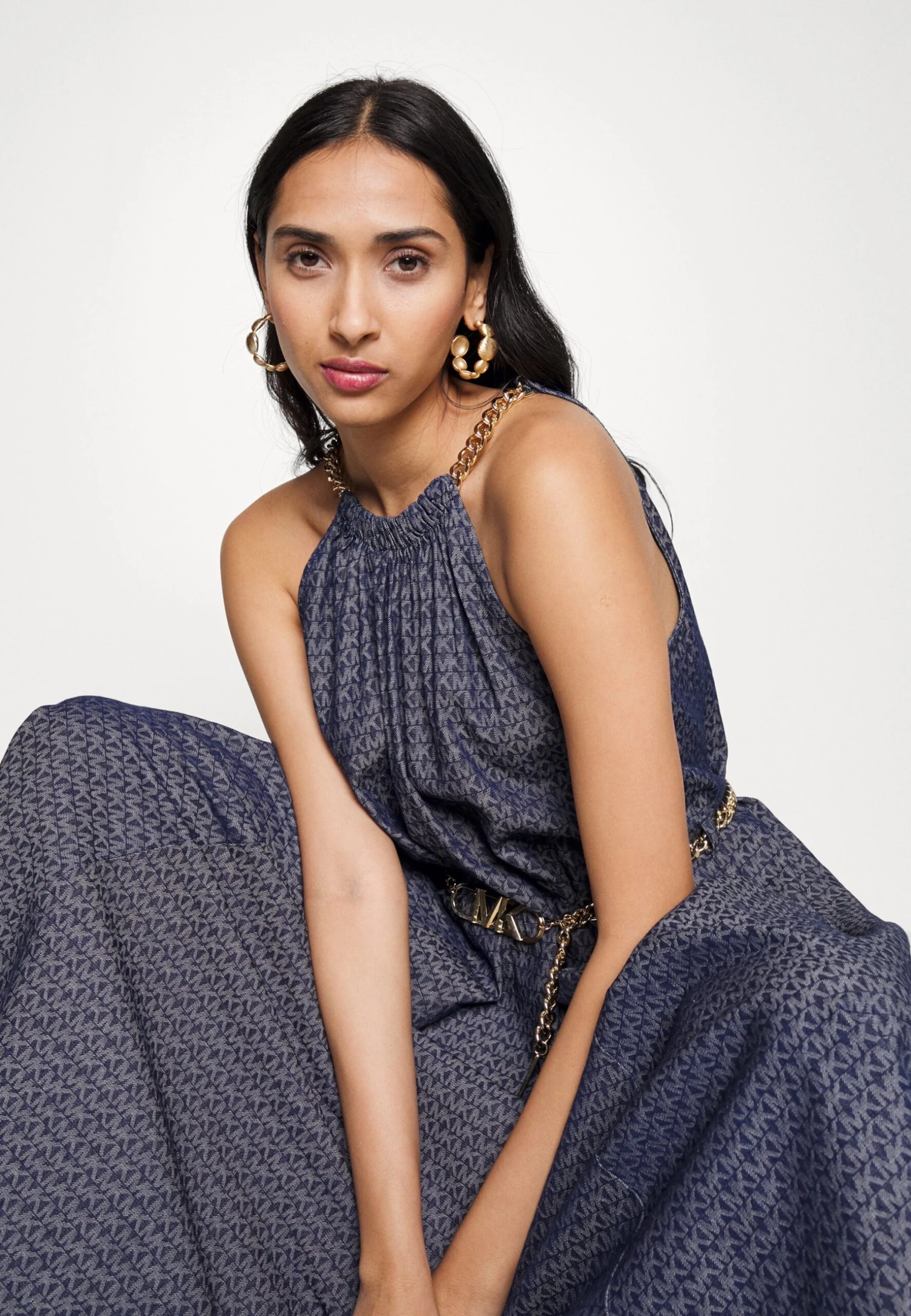 MICHAEL Michael Kors Chain Belt Halter- Cocktailjurk - Indigo Rinse 7 MICHAEL Michael Kors Chain Belt Halter- Cocktailjurk - Indigo Rinse - Afbeelding 5