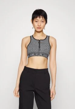 MICHAEL Michael Kors Logo Dot Zip Up- Top - Black/White