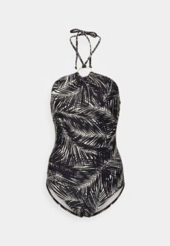 MICHAEL Michael Kors Sonoran Palm Logo Ring Halter One Piece - Badpak - Black -Farfetch Winkel 9681fb1058264993982b9f56232950cd