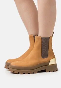 MICHAEL Michael Kors Rowan - Enkellaarsjes Met Plateauzool - Cognac