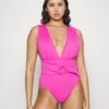 MICHAEL Michael Kors Iconic Solids Belted Surplice Plunge Onepiece - Badpak - Cerise -Farfetch Winkel aef5684c5a6649bb84c1b9832d2529d1