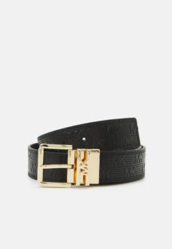 MICHAEL Michael Kors Reversible Belt - Riem - Black Reversing To Chocolate/Gold