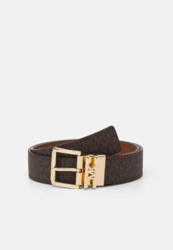 MICHAEL Michael Kors Logo Reversible Belt - Riem - Brown/Chocolate/Gold-Coloured