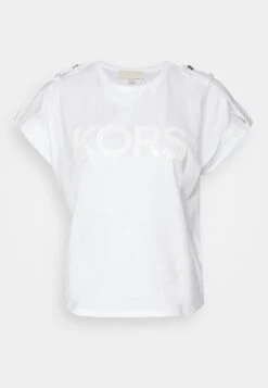 MICHAEL Michael Kors Snap Epaulette- T-Shirt Print - White -Farfetch Winkel d0d1618dda9c4e399221900c047b1bd2