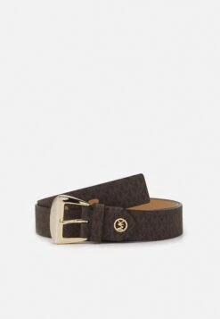 MICHAEL Michael Kors Logo Belt - Riem - Brown/Black/Gold-Coloured